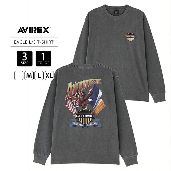 AVIREX アビレックス メンズ トップス 長袖 Tシャツ ロンT 背面プリント EAGLE ロングスリーブ アメカジ イーグル フラッグ ビンテージ風 バイク 7836130003