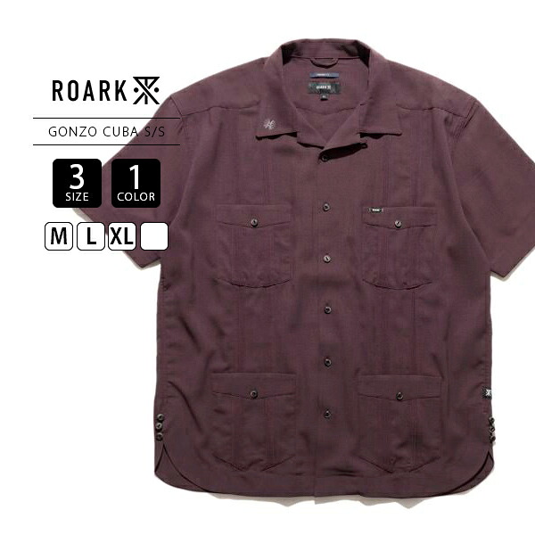 ROARK ロアーク 半袖シャツ オープンカラーシャツ GONZO キューバシャツ CUBA ダークバーガンディー 吸水速乾機能 メンズシャツ 夏用 春夏 イージーケア RWJ1202