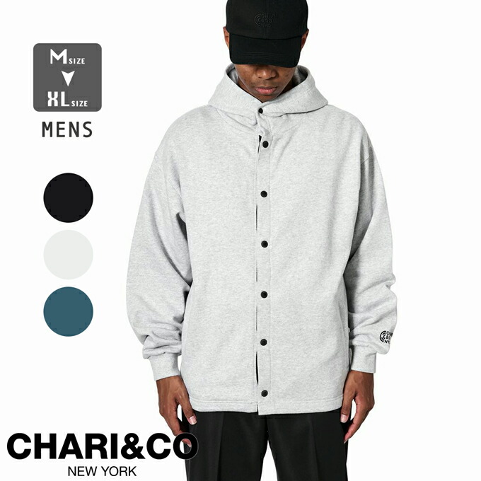 CHARI & CO チャリアンドコー BUTTON DOWN HOODIE SWEATS ボタンダウン フーディー スウェット CAC-03-2410-11 CAC03241011 / チャリアンドコー ジャケット スウェット トレーナー フーディ トップス メンズ レディース 刺繍 ロゴ 自転車 2024AW｜ジーンズステーション