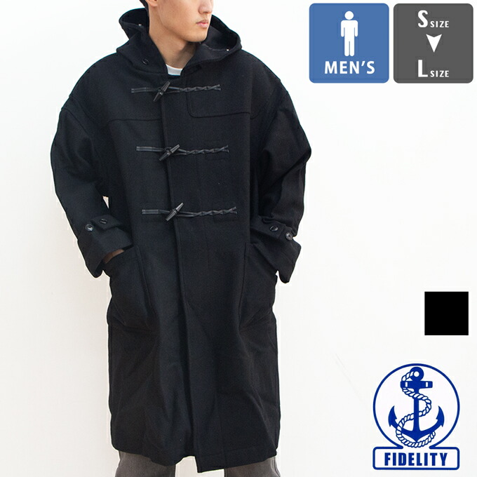 【未使用】ロングコート ブラック サイズL フィデリティー FIDELITY FIDELITY/フィデリティ MELTON LOOSE DUFFELE COAT ダッフル
