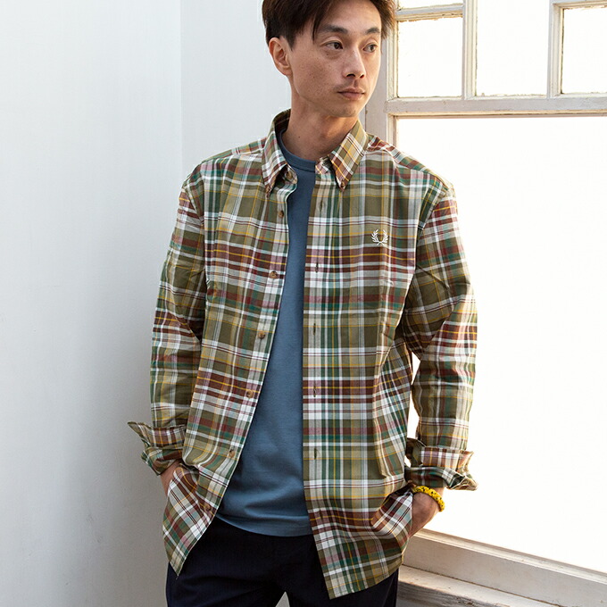 21秋冬新作 フレッドペリー 送料無料 Fred メンズ M02a1 長袖タータンチェックシャツ Perry シャツ カジュアルシャツ