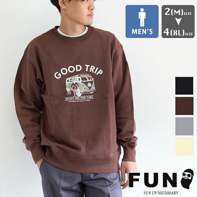 【 FUN ファン 】 GOOD TRIP Sweat Shirt グッドトリップ スウェットシャツ F-25050563 / fun おじさん スウェット シャツ プリントスウェット クルーネック ワーゲンバス プルオーバー 2025AW|ジーンズステーション