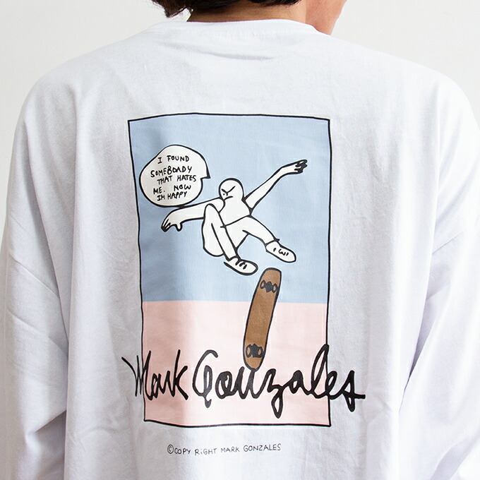 Mark Gonzales マークゴンザレス Skatebord Back Pt ビッグ ロングスリーブ Tシャツ 2g7 マークゴンザレス Tシャツ マーク ゴンザレス Tシャツ プリント ロンt イラスト バックプリント 長袖tシャツ カジュアル ストリート スケーター アーティスト 21aw
