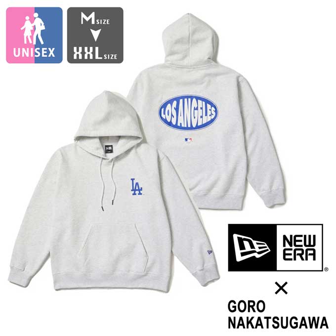 【 NEW ERA  ニュー内鰓 】 裏起毛 オーバーサイズド 流汗 プルオーバーフーディー Powered by GORO NAKATSUGAWA（MIN-NANO） 147059 / アノラック 調教師 流汗 長袖 裏起毛 ドジャース 中津川吾郎 MIN-NANO メンズ レディース ユニ一発やる 14705956 2025AW /