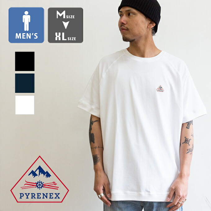 【 PYRENEX ピレネックス 】 PEAK ピーク ワンポイント ロゴ ワッペン ショートスリーブ Tシャツ HMR016/ PYRENEX ピレネックス 半袖Tシャツ ワンポイント ロゴ ヘビーウエイト ラグラン袖 ストリート カジュアル 2026SUMMER