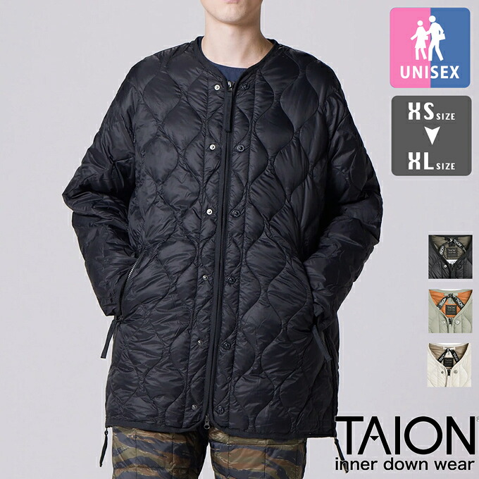 【 TAION タイオン 】 ミリタリー M65 ライナー Wジップ ダウンジャケット ソフトシェル TAION-M65LSZBML-1 M65LSZBML / taion インナーダウン ダウン キルティング ジャケット ミリタリー ジップアップ ライナージャケット ユニセックス