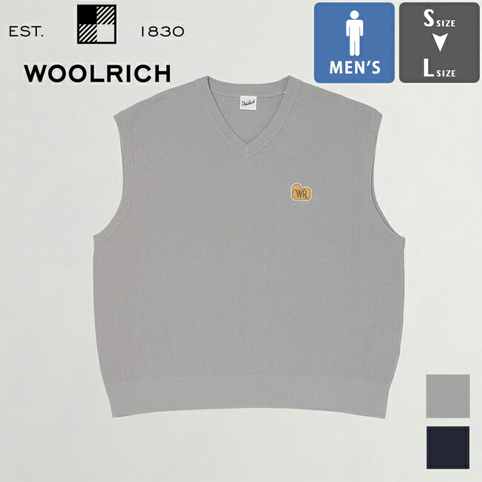 【WOOLRICH ウールリッチ】 SHEEP PATCH COTTON PIQUE KNIT VEST シープ パッチ コットン ピケ ニット ベスト WJVE2006 / woolrich ウールリッチ ニットベスト Vネック ピケ サガラ 刺繍 ワッペン重ね着 ロゴ ワンポイント 2026SPRING /