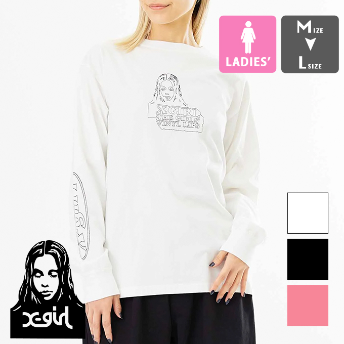 X-girl エックスガール GRUNGE FACE L/S TEE X-girl グランジ フェイス 長袖Tシャツ 105241011012 / 2024SPRING / X-girl エックスガール レディース フェイス Tシャツ FACE S