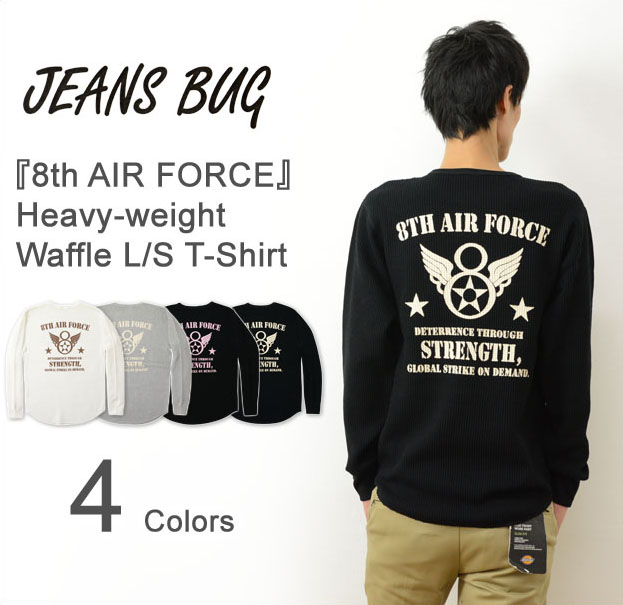 Jeansbug Ron T Wf 8th Air Force Jeansbug Original Print Waffle Long Sleeves T Shirt オリジナルユーエスエアフォース Eighth Air Force Military Print Waffle Long Sleeve T Shirt Thermal United States Air Force Military