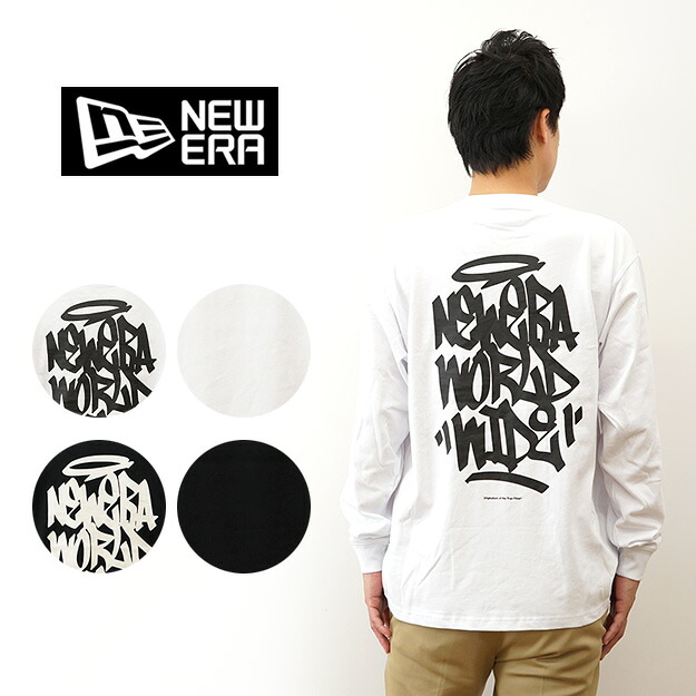 New Era（ニューエラ） 長袖 オーバーサイズド コットン Tシャツ Tagging ロンT メンズ レディース 大きいサイズ ゆったり XL 黒 白 バックプリント ワンポイント アメカジ ストリート アウトドア スポーツ フェス 登山 おしゃれ おすすめ ブランド 【14682689】【14682691】