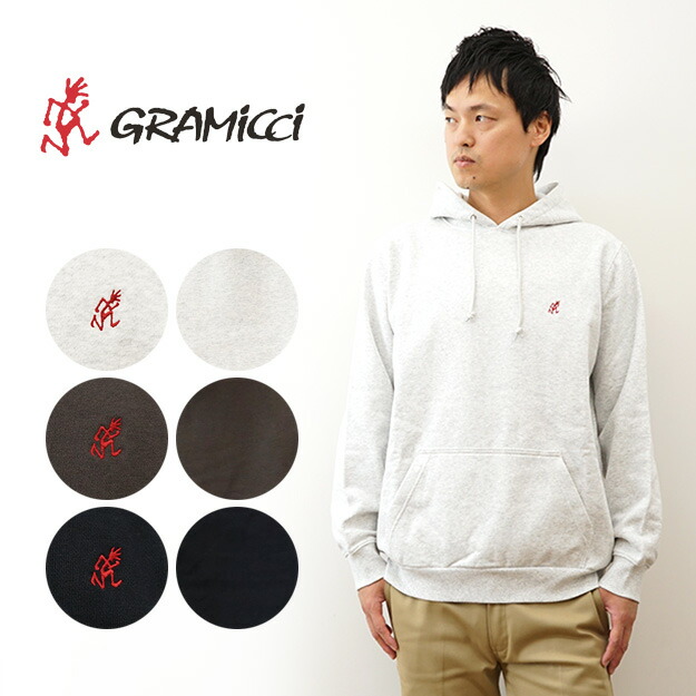 GRAMICCI（グラミチ） パーカー ワンポイント フーデッド スウェット シャツ ONE POINT HOODED SWEATSHIRT メンズ レディース 大きいサイズ オーバーサイズ XL グレー 裏起毛 保温 ブランド ロゴ 刺繍 アメカジ アウトドア キャンプ ストリート おしゃれ 【G309-FT】