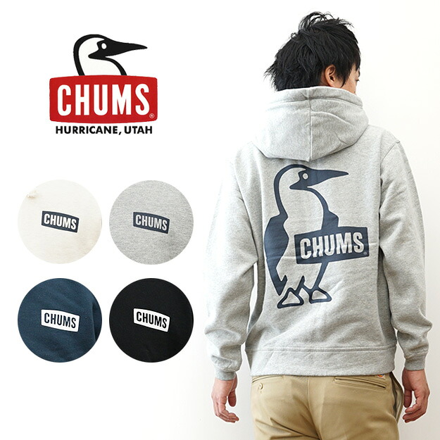 CHUMS(チャムス) ブービー ロゴ ジップ パーカー Booby Logo Zip Parka メンズ レディース 大きいサイズ アメリカ 綿100% USA コットン 裏起毛 アメカジ アウトドア キャンプ ペンギン ブランド おしゃれ かわいい バックプリント 黒 グレー ネイビー 【CH00-1522】|JEANS BUG(ジーンズバグ)