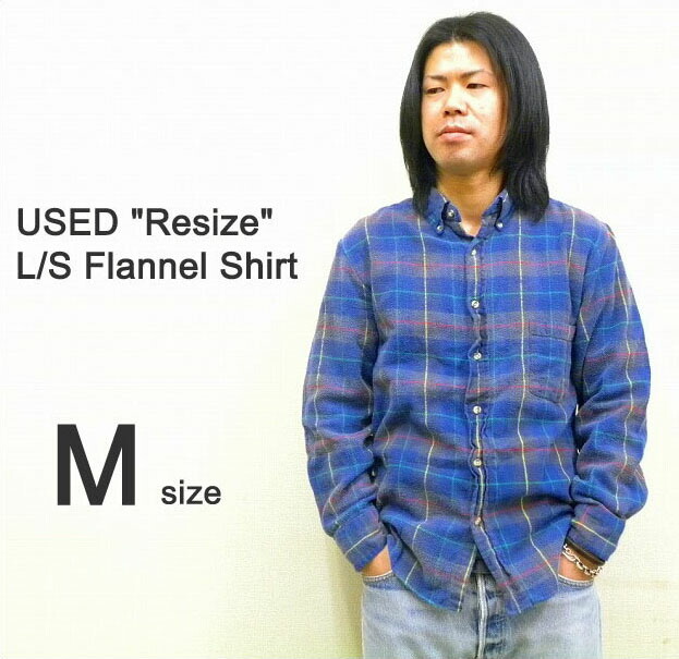 M / used wash flannel check shirts Lサイズ M used wash flannel check shirtsチェックシャツ ブルー×ブラック