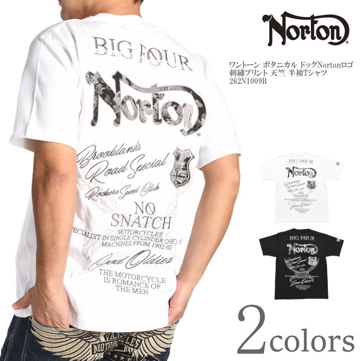 ノートン NORTON ティーシャツ 一音の高低 ボタニカル 飼い犬Nortonロゴタイプ 刺しゅう刷り上げる 天竺 半袖ティーシャツ 262N1009B【2026春夏新作】 トップス-Tシャツ・カットソー-メンズファッション