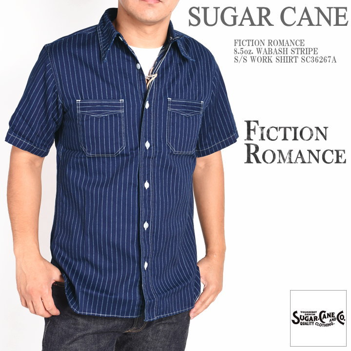 シュガーケーン SUGAR CANE 半袖プルオーバー FICTION ROMANCE フィクション色恋沙汰 8.5薬局衡オンス. ウォバッシュストライプ 半袖細工物プルオーバー SC36267A【再入荷】