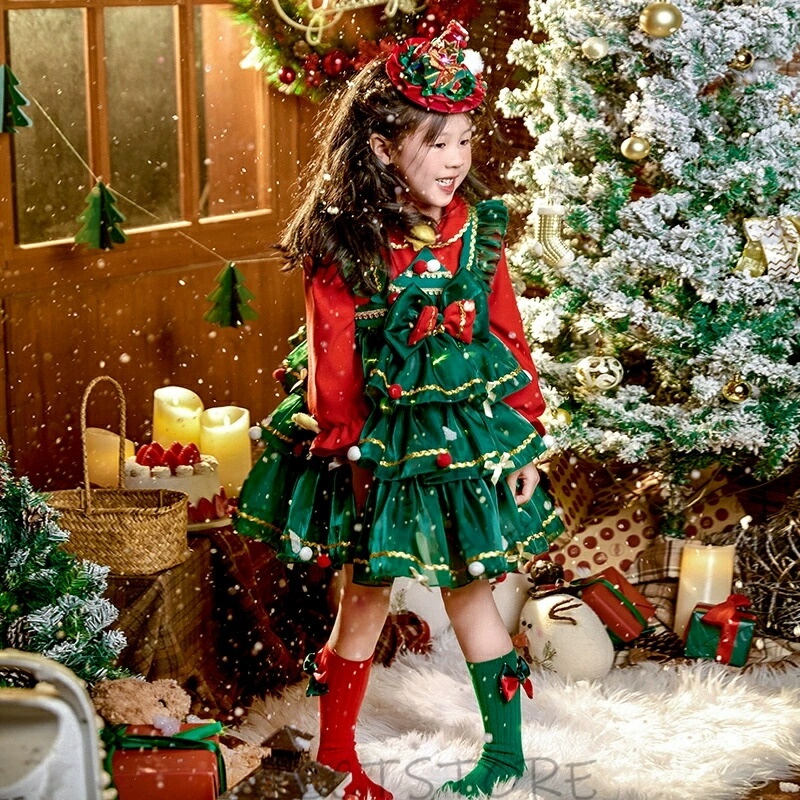 子供ワンピース 可愛い チュチュスカートクリスマス 長袖 イベント クリスマス コスプレ サンタクロース 衣装 日常着用可能 パーティークリスマス コスチューム イベントクリスマス コスプレ サンタ服 コスプレ ガールズChristmas X'mas コスチューム 変装100-150cm