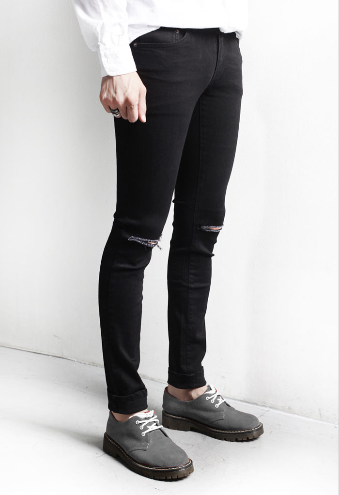jellybeans-select: Crash damage Kinney jeans black / punk fashion lock ...