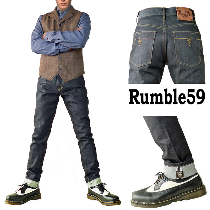 ダークインディゴ Rumble59 デニム Nyc テーパード 人気ジーンズ 通販 14オンス Eptm スリムフィット レトロ ロッキンデニム リッジド ヴィンテージ ストリート パンク ロック ファッション メンズ ジーンズ ロカビリー アメリカン 秋 冬 ストリート ロックファッション