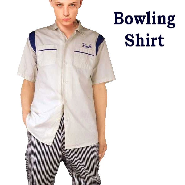 【楽天市場】ボーリングシャツ 開襟シャツ 刺繍 ボウリングシャツ メンズ オープンカラー 半袖 オープンカラーシャツ パンク ロック