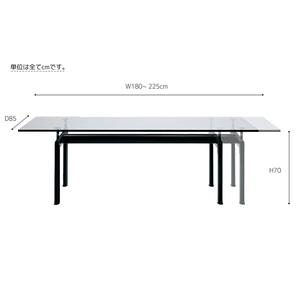 【楽天市場】ル・コルビジェ LC6 ターブチューブダビオン 180 【1年保証】【開梱設置付】【法人対応可】 ダイニングテーブル ガラス