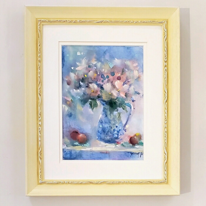 三々サイズソフトパステル水彩画絵画アートインテリア 土手沿いの桜並木 pastel on paper 25cm×25cm #ソフトパステル作品