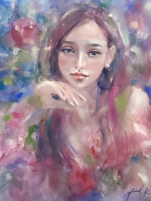 楽天市場 送料無料 絵画 原画 La Flore 水彩 パステル アンティークピンク木製額 デザインマット付き お部屋に飾る絵 Yumi Kohnoura 神之浦由美 花の妖精 人物画 フローラ バラ 現品限り ｊｅｓｕｓ ｙｕｍｍｙ