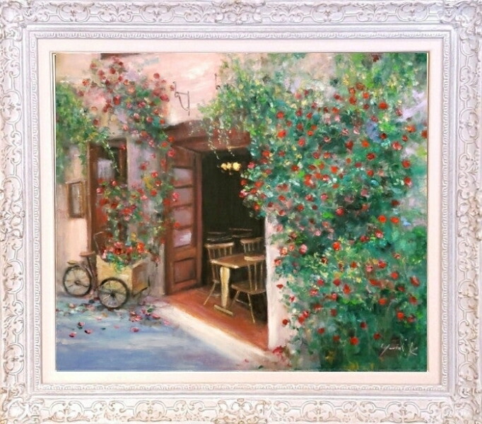 楽天市場】絵画 「花の咲く家」 油彩画 油絵 原画 風景画 F3