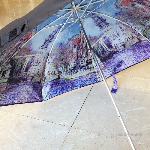 楽天市場 モネ 名画 折りたたみ傘 水辺の教会 ブラック 黒 Uvカット率99 以上 晴雨兼用 日傘 雨傘 収納袋付き ｊｅｓｕｓ ｙｕｍｍｙ