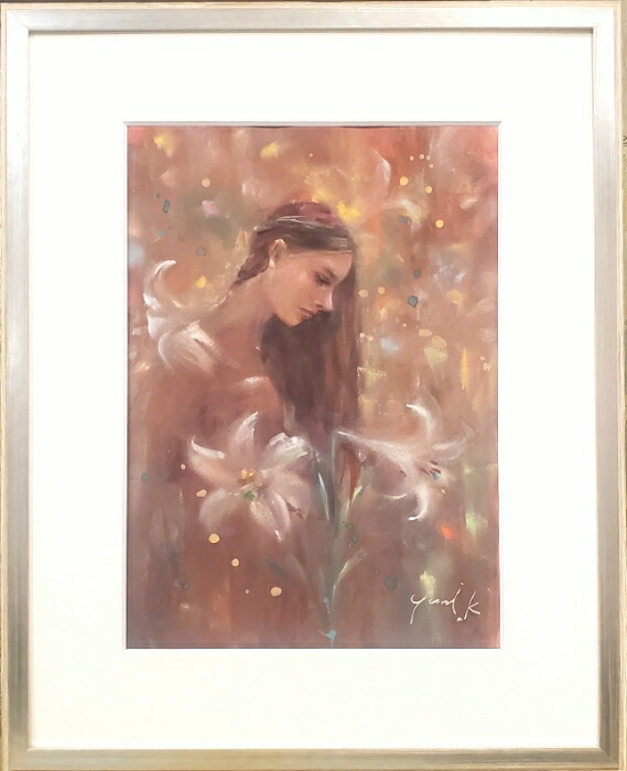 楽天市場】絵画 原画 「Silver girl」 水彩/パステル F6