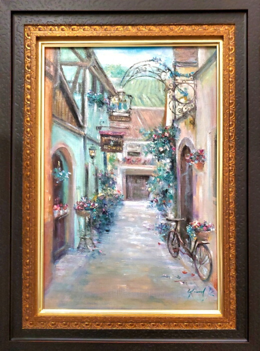 楽天市場】絵画 「鐘の鳴る小路」 油彩画 油絵 原画 風景画 P6