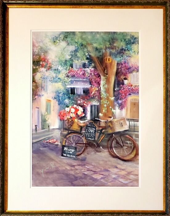 楽天市場】絵画 原画 「坂道のレストラン」 水彩/パステル F6