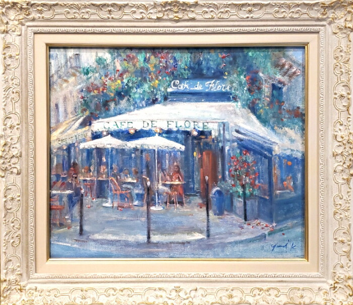 油絵ミハスの街角 風景画 45 cmX 31 cm油画 クリスマスファッション 油絵 絵画