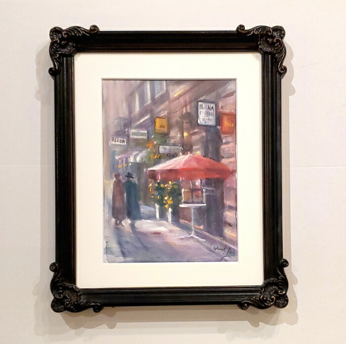 楽天市場】絵画 「雨上がりの赤いパラソル」 油彩画 油絵 原画 風景画