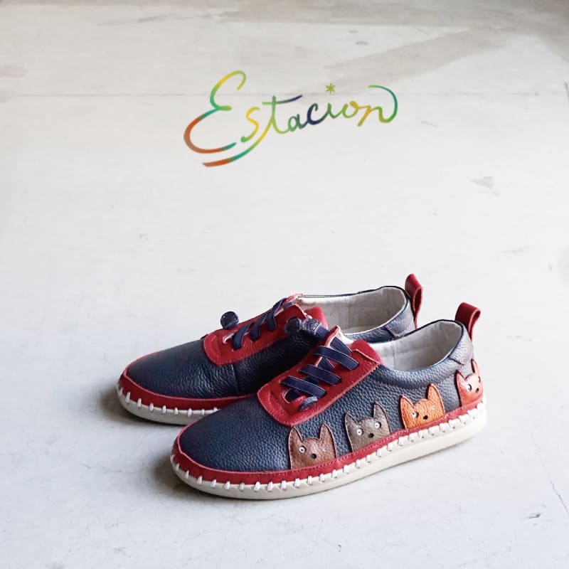 Estacion エスタシオンイヌネコモチーフレザースニーカー MLK225A