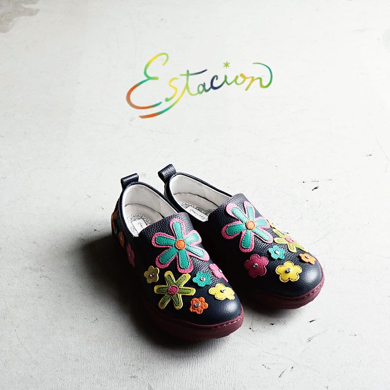 楽天市場】Estacion エスタシオンフラワーモチーフレザースリッポン