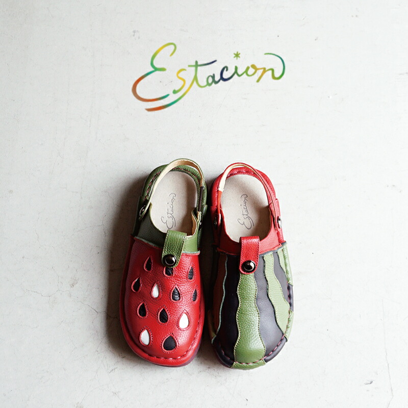 Estacion エスタシオンすいか動機2wayレザーサボシューズ TG330B