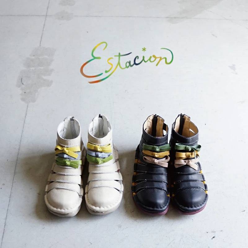 Estacion エスタシオンリボンレザーショートブーツTG40501