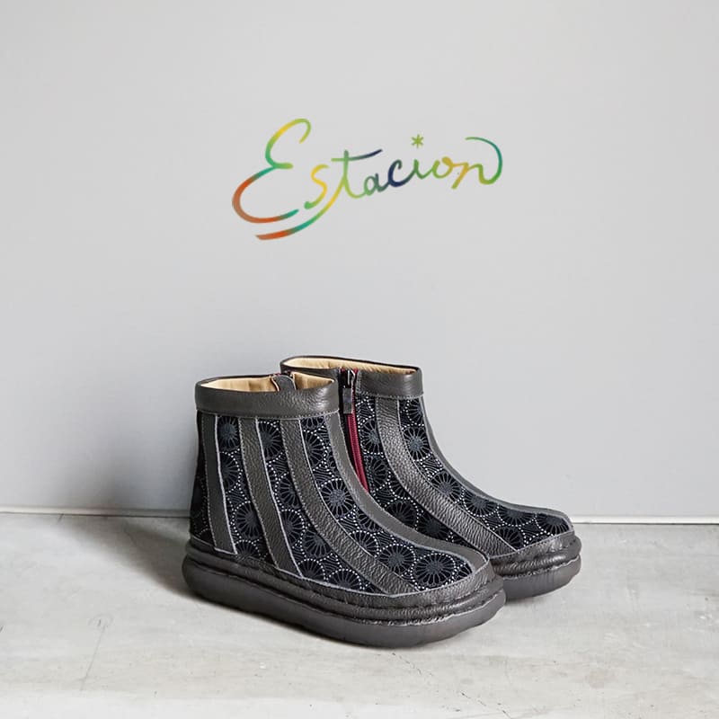 Estacion　エスタシオン　 和柄モチーフショートブーツ　TGE523A