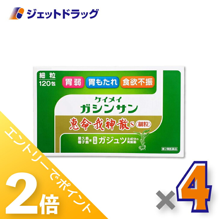 ≪20日はジェットの日！全商品P2倍！≫【第2類医薬品】恵命我神散S 細粒 [3g×120包入] ×4個〔胃もたれ・食欲不振〕