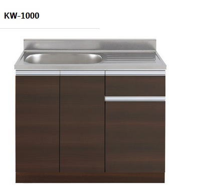 正規代理店　アイオ産業 KWシリーズ　品番KW1000　貸家　アパート　マンション　戸建て　貸倉庫　貸店舗　流し台単品 （左シンク　右シンクもあります）間口100センチ　奥行55センチ　高さ80センチ　バックガード迄90センチ カラー4色 【エリア限定送料無料】