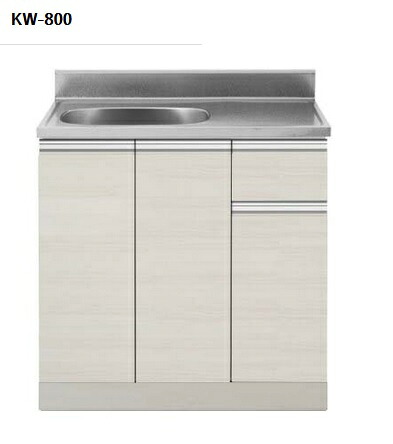 正規代理店　アイオ産業 KWシリーズ　品番KW800　貸家　アパート　マンション　戸建て　貸倉庫　貸店舗　流し台単品 （左シンク　右シンクもあります）間口80センチ　奥行55センチ　高さ80センチ　バックガード迄90センチ カラー4色 【エリア限定送料無料】｜インテリア雑貨工房　Jetjet