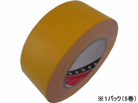 寺岡製作所 脱塩ビ ラインテープ 50mm×50m 黄 5巻 No.365 ラインテープ 安全保護テープ 粘着テープ 梱包