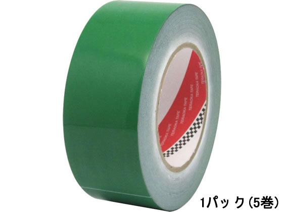 寺岡製作所 脱塩ビ ラインテープ 50mm×50m 緑 5巻 No.365 ラインテープ 安全保護テープ 粘着テープ 梱包