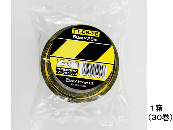 ダイヤテックス 表示テープ ストライプ柄 50mm&times;25m 30巻 TT-06-YB トラテープ 安全保護テープ 粘着テープ 梱包｜JET PRICE