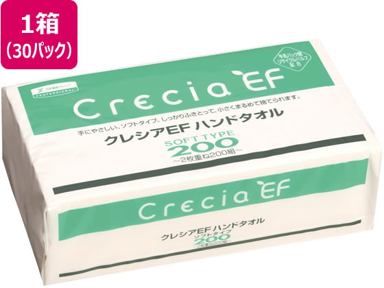 クレシア クレシアEF ハンドタオル ソフトタイフ 200組×30パック 中判 業務用 まとめ買い 大容量 箱売り 箱買い 手拭きペーパー トイレ 手拭き ペーパー ペーパーハンドタオル 掃除ペーパー 紙タオル パック ストック ケース タオルペーパー 中判ペーパータオル 備蓄