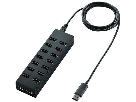 【お取り寄せ】エレコム USB2.0ハブ セルフパワー 16ポート U2H-Z16SBK ＵＳＢハブ ドッキングステーション ＰＣ周辺機器 パソコン 家電