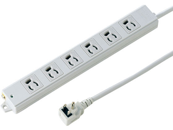 【お取り寄せ】サンワサプライ 工事物件タップ 3P・6個口・5m TAP-K6L-5 コード付き電源タップ３ピン 電源タップ ＯＡタップ 配線パーツ 家電