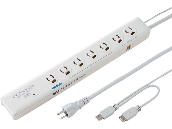 【お取り寄せ】サンワサプライ 雷連動タップ 3P抜止・7個口・2m TAP-RE10SPUN コード付き電源タップ３ピン 電源タップ ＯＡタップ 配線パーツ 家電