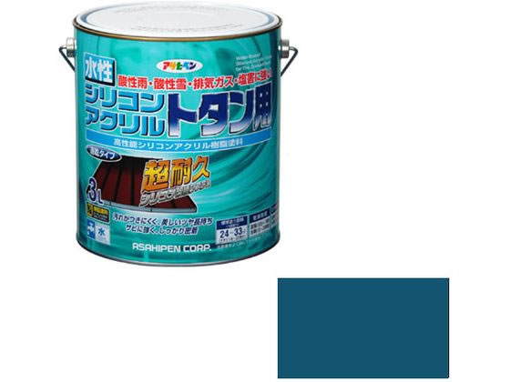 【お取り寄せ】アサヒペン 水性シリコンアクリルトタン用 3L オーシャンブルー 塗料 塗装 養生 内装 土木 建築資材