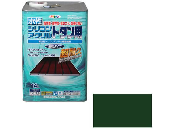 【お取り寄せ】アサヒペン 水溶性シリコンアクリルトタン用 14L 緑 絵の具 ペンキ塗り 息抜き 室内装飾 土木 組み立てる原材料